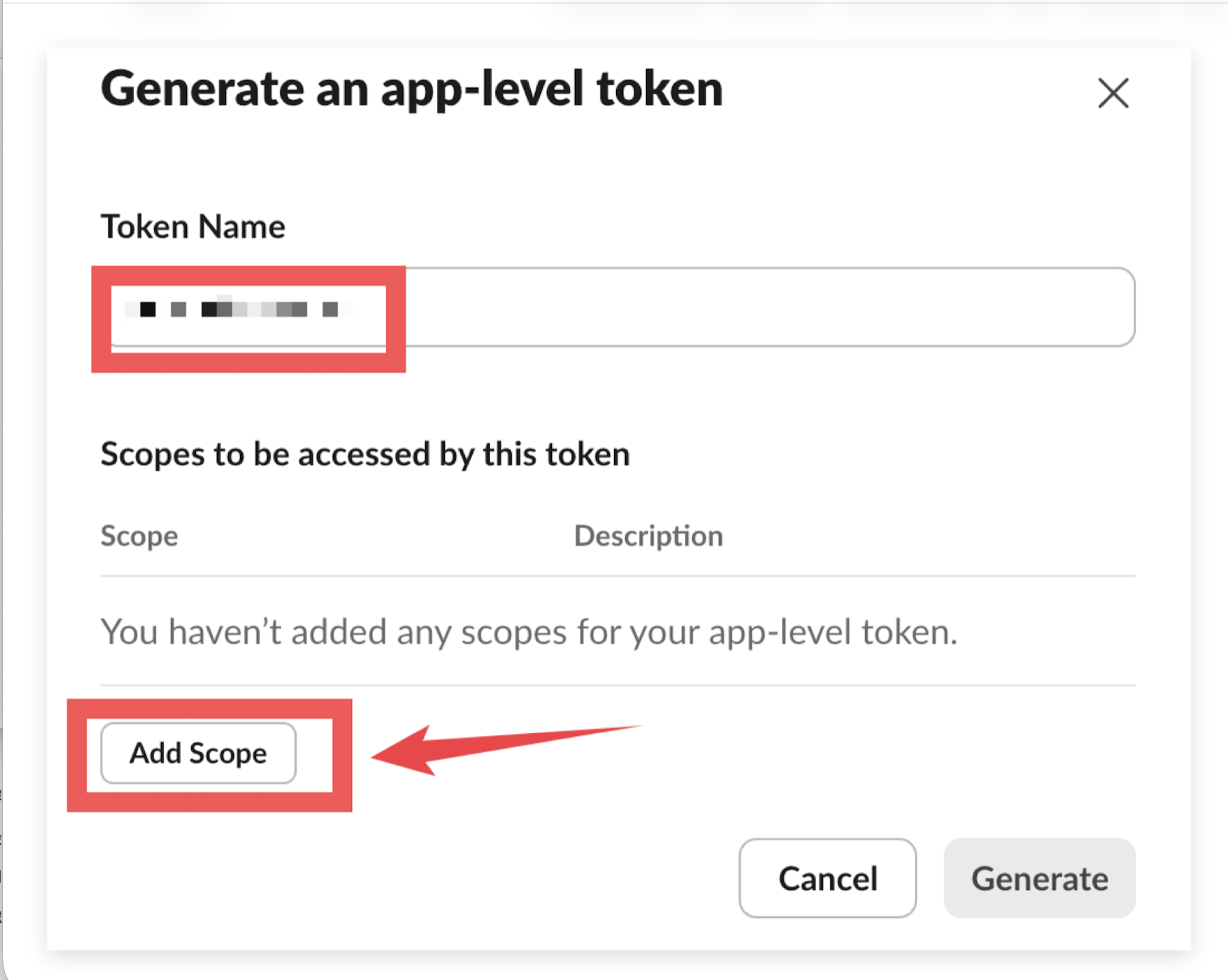 Add a scope to the App Token