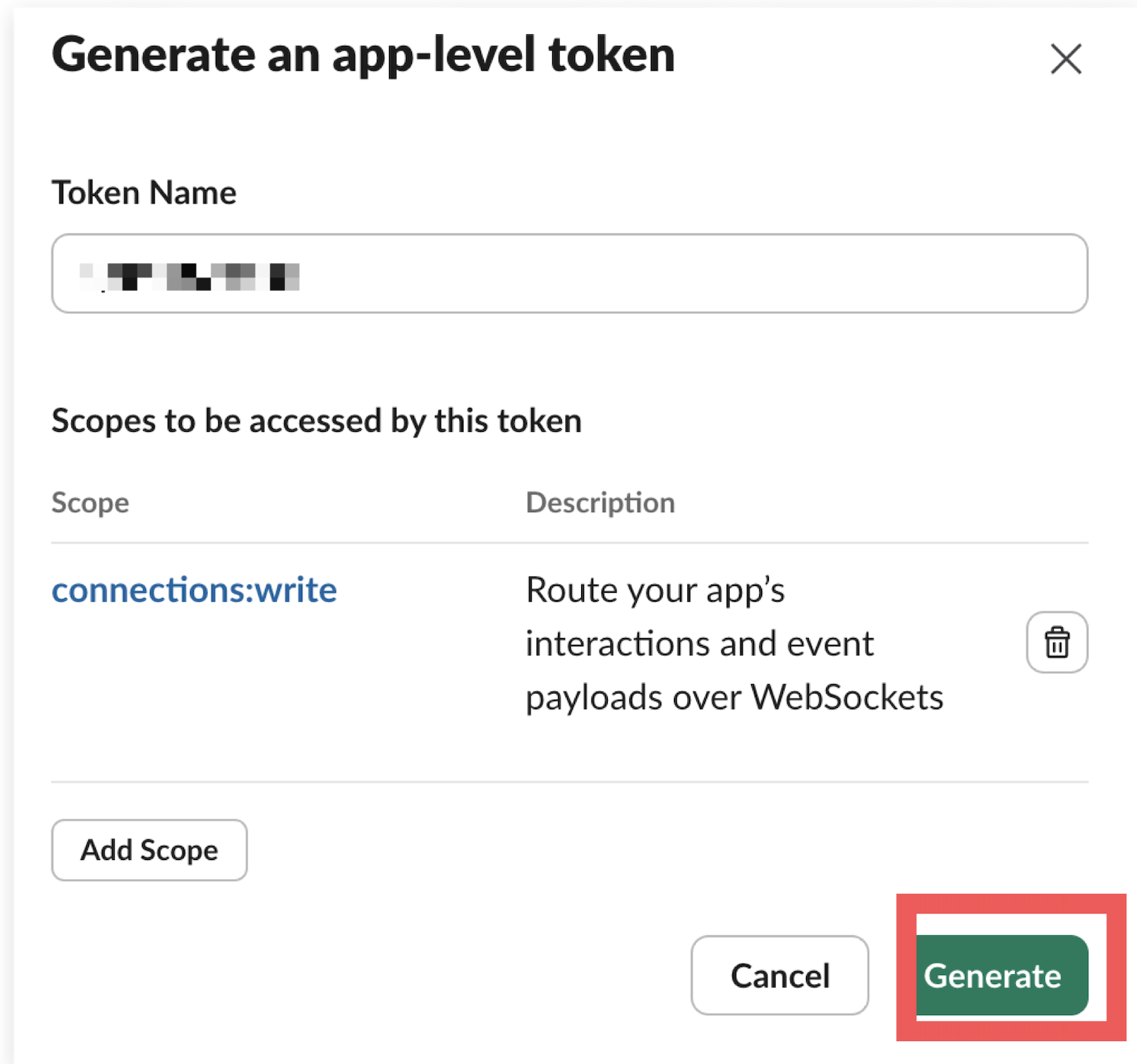 Generar el Token de Aplicación con escritura de conexiones