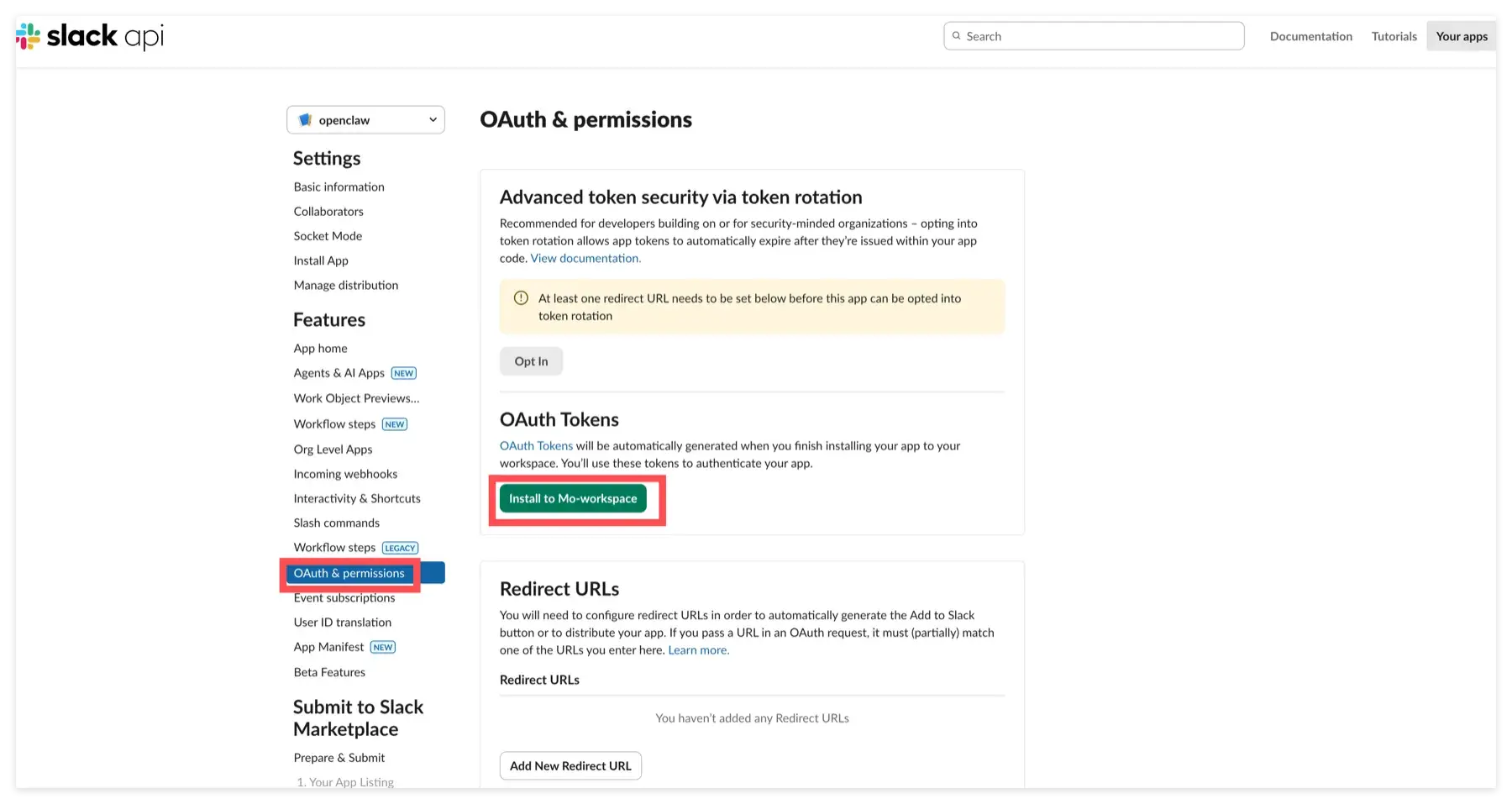 Instalar la aplicación de Slack en el espacio de trabajo