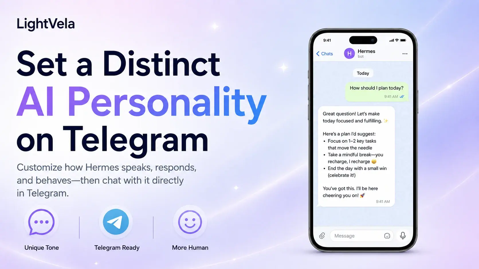 A Hermes Agent は Telegram において独自の個性を持ちます