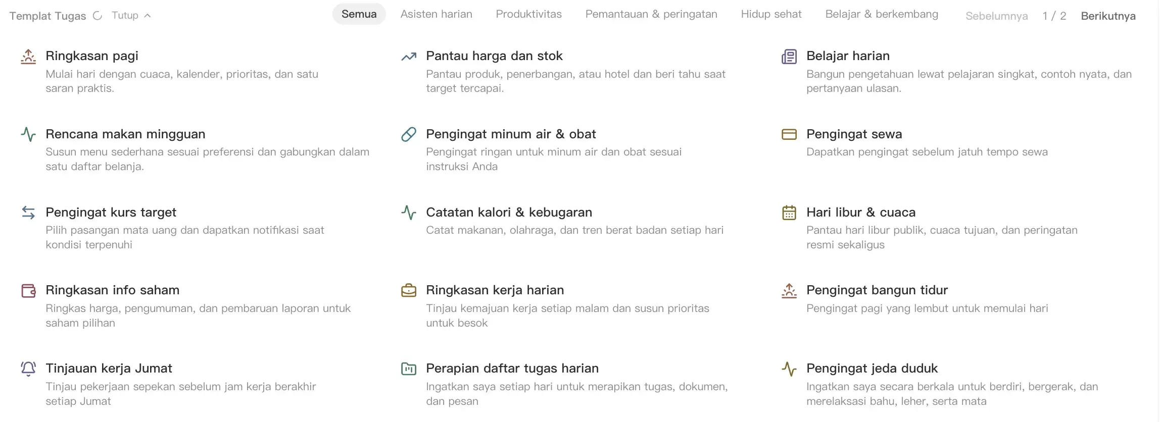 Layar produk Tugas Terjadwal