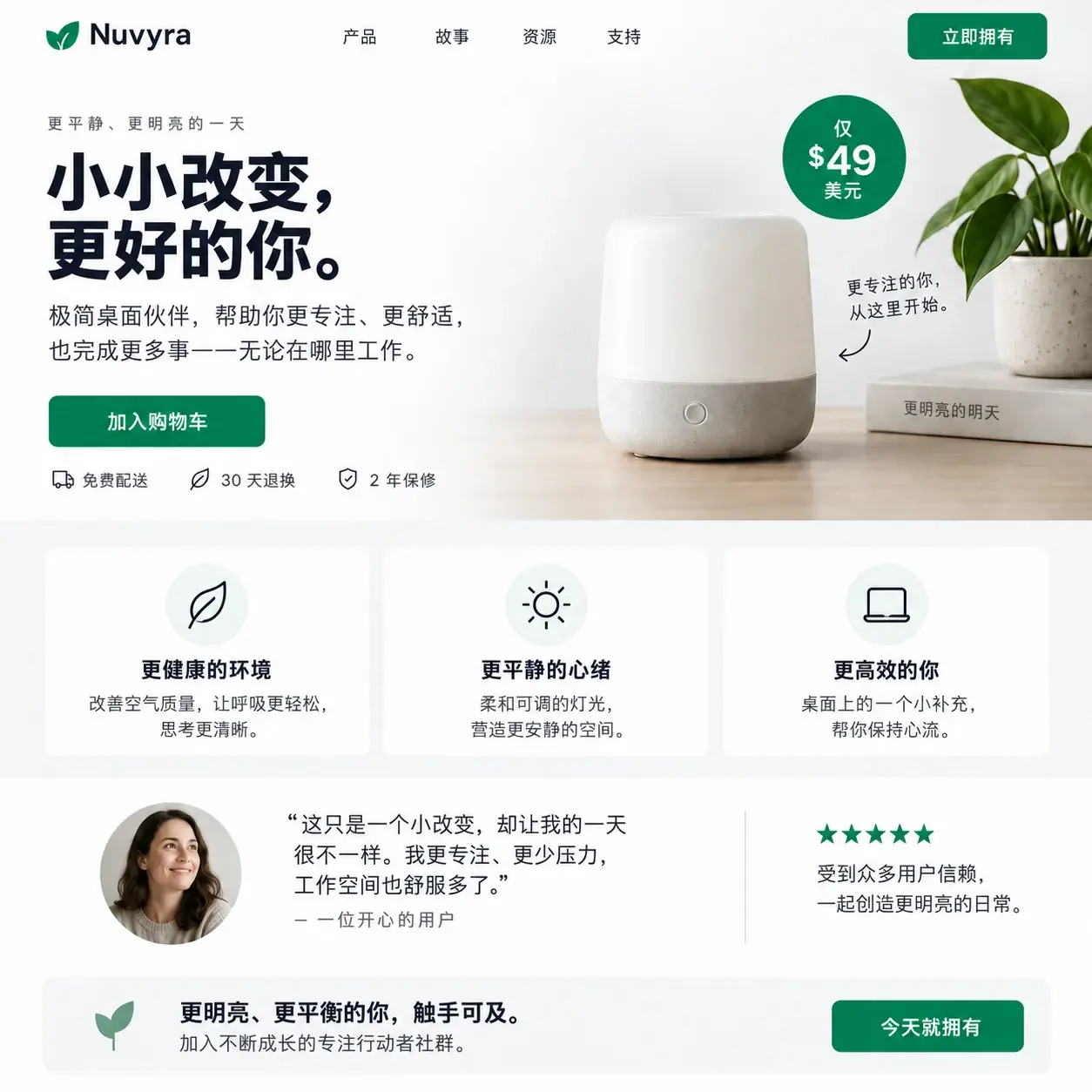 LightVela 工作台生成的产品介绍页